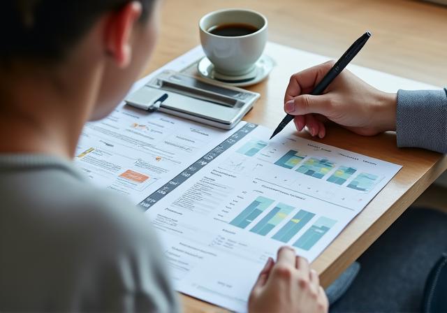 Persona che pianifica il proprio patrimonio su un tavolo con documenti e strumenti digitali, rappresentando il wealth management.